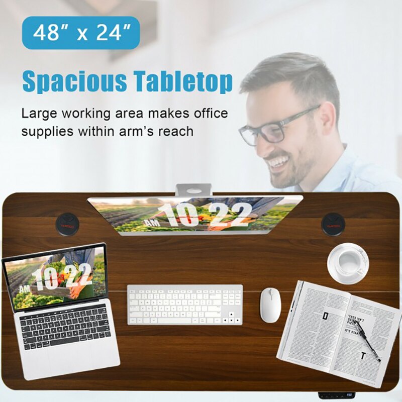 48 Inch Electric Height Adjustable Standing Desk Heavy Duty Steel Frame Intelligent Control Panel Ergonomic Office Computer Desk