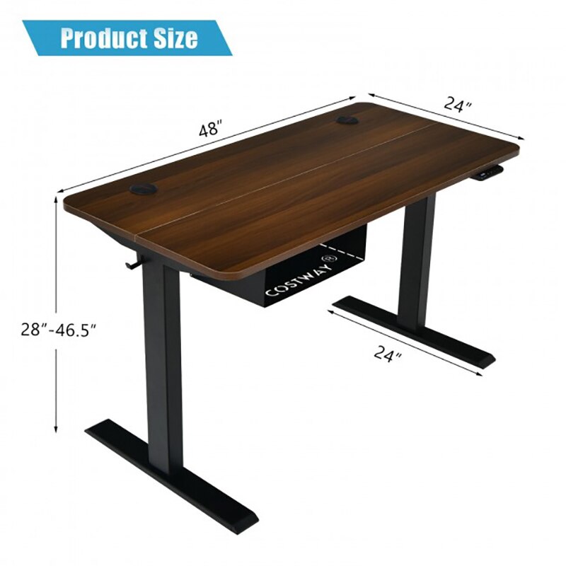 48 Inch Electric Height Adjustable Standing Desk Heavy Duty Steel Frame Intelligent Control Panel Ergonomic Office Computer Desk